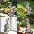 mocosa Solar Garden Statues Elephant and LED Lights Birthday Gifts for Women Mom Grandma Solar Outdoor Cat Decor for Outside,Outdoor Solar Lights for Yard, Garden and Patio, Unique Gift for Women