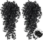 RECUTMS Hanging Artificial Plants Faux UV Resistant Flowers Bulk Outdoor Plastic Greenery for Party Home Wall Bedroom Window Hanging Planter Outside Decor Pack of 2 (Black)