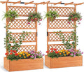 Giantex Raised Garden Bed with Trellis 2 Pack, 72'' Wooden Planter Box Outdoor w/Privacy Screen Roof, Large Vertical Garden Planter w/Drainage Holes for Climbing Plants, Patio Balcony Backyard