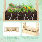 HAPPYGRILL Raised Garden Bed with Trellis, Wood Planter Box w/Hanging Roof, Drainage System, Elevated Garden Box for Climbing Vine, Outdoor Planter w/Trellis for Patio Balcony, 44" x 14" x 45"