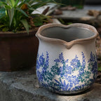 Dosayes Rustic Ceramic Planter, 6 Inch Tuscan Vintage Flower Pot with Drainage, Farmhouse Garden Pot for Indoor Plants, Kitchen & Garden Tuscan Decor, Plant Lover Gift (Cyan)