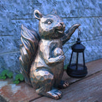 Garden Statues Squirrel Solar Figurine Decor Outdoor Waterproof Lights , Yard Decorations Outdoor, Garden Decor Unique Birthday Housewarming Gifts for Mom (Squirrel 2)