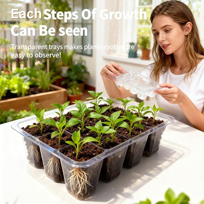 Beginner-Friendly Seed Starter Kit with Grow Light, Indoor Germination System for Faster Sprouting & Healthy Seedlings, Adjustable Humidity Dome for Herbs, Vegetables & Flowers, 72 Cells