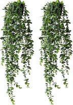 Artificial Hanging Plant 2 Pcs Faux Plant Ivy Vine Faux Eucalyptus Vines Fake Potted Greenery for Wall Living Room Home Shelf Office Bathroom Outdoor Indoor Decor (Type 7)