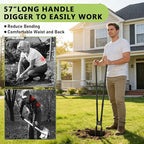 LLARGUEST Post Hole Digger,57 Inch Heavy Duty Metal Hole Digger Tool for Digging,Grey Manual Tool for Transplant, Camping,Gardening.