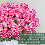 6 Bundles Artificial Geranium Flowers for Outdoors, Realistic Silk Geraniums Fake Flowers UV Resistant Faux Plants for Porch Front Door Planter Patio Balcony Outside Decor (Pink)