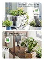 Solar Drip Irrigation System with USB Charging, 49FT Indoor Outdoor Plant Watering Devices for 15 Potted Plants, Automatic Watering System IP44 Waterproof 2200mAh for Garden Farm Greenhouse(Black)