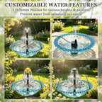 Solar Hanging Bird Bath Fountain - Upgraded 3-Tier Hanging Birdbath, Bird Baths for Garden Patio Yard Decor, Blue Outdoor Humming Birds Cascade Baths Fountains