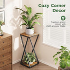 Bamworld Tall Plant Stand Indoor Corner Plant Shelf Tiered Plant Stand Wood Plant Table Heavy Duty Flower Pot Stands Metal Plant Holder for Living Room Bedroom Hallway(Brown)