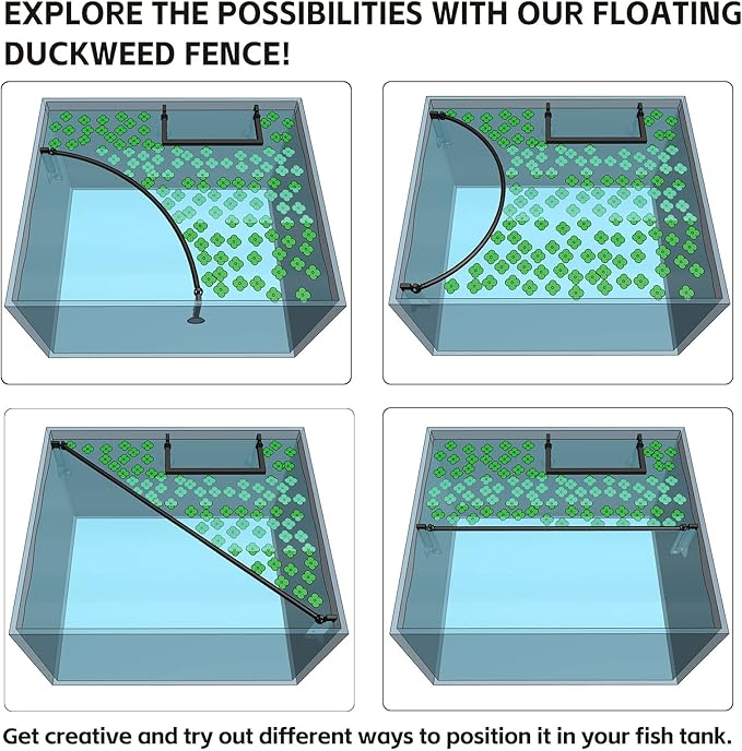 HOZOE Aquarium Floating Plant Corral, Intercepting Floating Plants from Filters and Heaters, Adjustable Height with Water Level, Can Be Used to Framed and Frameless Aquariums. (Combo Pack).