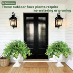 Artificial Hanging Plants with Basket, 5 PCS UV Resistant Fake Outdoor Greenery, Faux Grape Leaves for Home Garden Patio Front Porch Yard Decor