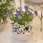 3 Piece Vintage Metal Planter Set, Rustic Distressed Farmhouse Flower Pots with Handles for Indoor Outdoor Garden, Tabletop Centerpieces & Wedding Decor
