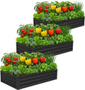 Meberam 3 Pack 6x3x1FT Galvanized Raised Garden Beds Kit Outdoor Metal Gardening Planter Box for Vegetable Elevated Flower Herbs,Black