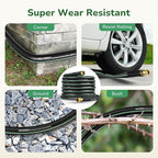 GreatBuddy Garden Hose 75ft, 5/8" Water Hose Heavy Duty, Flexible, Lightweight Hybrid Hose, Burst 600 PSI with Solid Brass Male to Female Fittings Leakproof Hose for Backyard, Garden