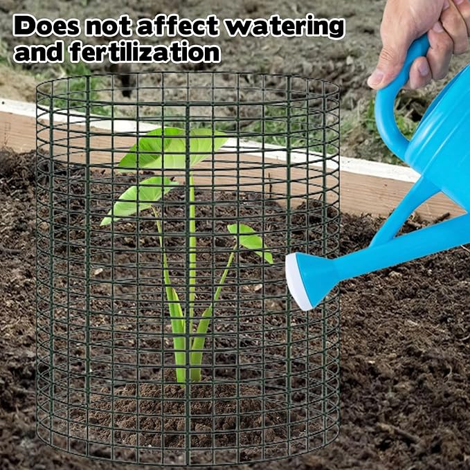 YEXEXINM 20 Pack 12" H X 4" D Wire Small Plant Protector from Animals, 20 Pcs Small Metal Plant Cage Chicken Wire Cloche with Ground Stakes and Nylon Tie to Keep Animals Out Garden Protection