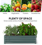 Outsunny Galvanized Raised Garden Bed, 4' x 4' x 1' Metal Planter Box, for Growing Vegetables, Flowers, Herbs, Succulents, Green