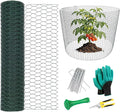 32.8Ft x 16In Plant Protectors from Animals, Wire Plant Protector Cage, Metal Chicken Wire Fence for Garden Plant Protection Guards from Rabbits Squirrel Deer, with Stakes, Zip Ties, Gloves & Pliers