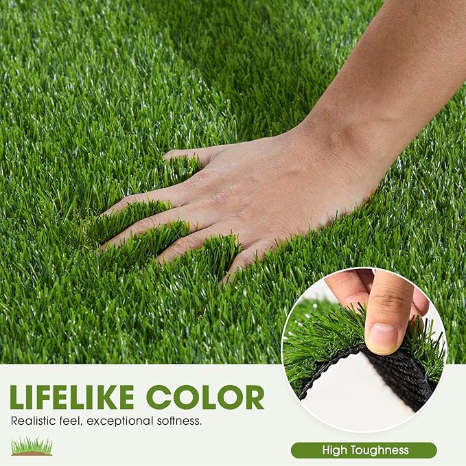 Artificial Grass Turf Grass for Dogs & Outdoor Use, Realistic Fake Lawn Grass for Patio, Garden, Balcony, Durable Turf for Indoor Outdoor Mats (47.3 x 31.5 in)