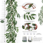 RECUTMS Artificial Willow Leaves Vine Twigs 2Pcs 5.7Ft Fake Hanging Ivy Plants Silk Green Leaf Rattan Garland Greenery Decor for Indoor Outdoor Home Wedding Arch Jungle Beach Birthday Party Garden