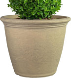 Sunnydaze 20-Inch Anjelica Large Plastic Pot for Plants - Outdoor Double-Walled Large Plastic Planter with Drillable Drainage Holes- Beige