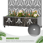 Casaphoria Metal Raised Garden Bed with Trellis and Wheels, 72"x47"x16" Arched Planter Box for Climbing Plants, Vegetables & Vines, Features Drainage Holes and Privacy Screen, Grey-Star