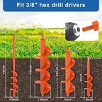 4 Pcs Garden Auger Drill Bit Set for Planting | 1.6"x9", 2"x16", 3"x12", 3.5"x16" | Soil Hole Digger for Bulb Vegetable Flower Planting | Fits 3/8" Hex Drive Cordless & Corded Drills