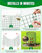 Breeze Touch 6 Pcs Plant Protectors from Animals, 12" H x 12" D Metal Plant Cages for Outdoor Plants, Sturdy Garden Cloches for Plants, Anti-Scratch Chicken Wire Mesh/Fencing, Strawberry Protector