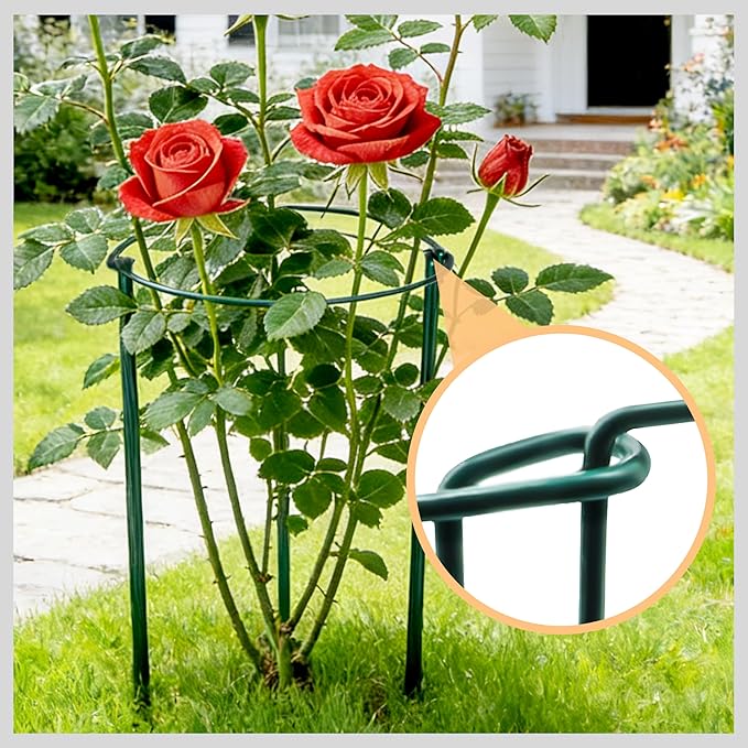 TCBWFY 4-Pack Plant Supports,16" Wx46 H Half Round Plant Support Stakes,6mm Thick Heavy-Duty Metal Peony Cage,Tall Garden Plant Support for Peony,Tomato,Hydrangea,Rose,Outdoor Flower Plant Stakes