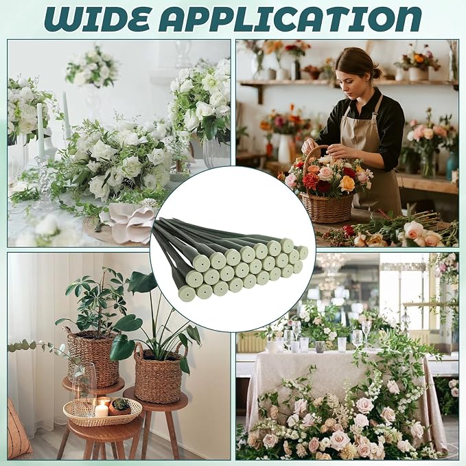 LDHHYH 100 Pack 12 Inch Green Floral Water Tubes, Plastic Fresh Flower Water Tubes with Rubber Caps, Floral Water Picks for Flower Arrangements Supplies