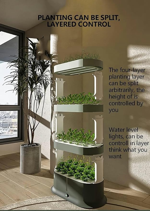 FLTRGO Garden Hydroponic Growing System 48 Pods Hydroponics Tower, Plant Germination Kit Aeroponics Growing Kit with LED Grow Light & Automatic Watering, Smart Garden Planter Aquaponics
