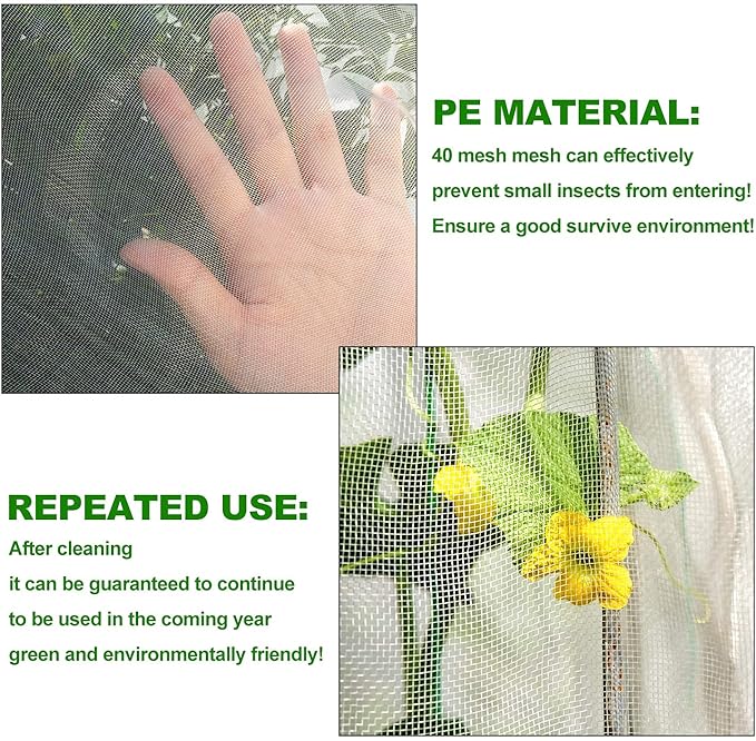 4Pcs Insect Bird Barrier Mesh, 7.9 x 5.9 FT Garden Netting Barrier, Bird Netting, Netting for Plant with Drawstring, Tomato Protective Cover