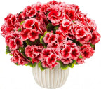 lovemoon 8 Pcs Artificial Geranium Plant Realistic Silk Flowers for Outside UV Resistant Faux Geraniums Flowers for Indoor Outdoor Home Garden Office Decoration (8, Peach)