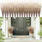 48Pcs Artificial Grass Plants, Faux Shrubs Wheat Grass, Artificial Tall Grass Fake Plants for Outdoor Decor,Artificial Greenery Stems Weed for Room Indoor Home Decor（Light Purple）