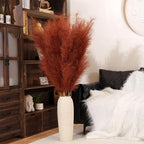 Premium Faux Burnt Orange Pampas Grass – 55" 8pcs Tall Ultra-Fluffy 24-Branch One-Piece Stems No Assembly, Luxury Silk-Feel Feather Flowers for Fall Autumn Boho Home Decor (Terracotta, 8 Stems)