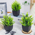 Der Rose 4 Packs Fake Plants Small Artificial Mini Faux Plants for Bathroom Home Office Shelf Black Decor Indoor