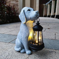 Dog Solar Garden Statues,Resin Dog Figurine Decorations with Solar Lights Lantern, Outdoor Decor Art for Lawn,Yard,Unique Housewarming for Garden Home