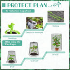 6 Packs 13.4"x12" Garden Cloches for Plants, Plant Protectors from Animals,Plant Cages for Outdoor Plants,Plant Covers from Animals,Chicken Wire Cloche with Stakes+Labels+Gloves for Protect Plants