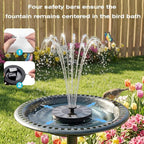 AMZtime 1.4W Solar Bird Bath Fountain with 4 Fixed Rods, Solar Fountain Pump with Upgraded Solar Panels, Solar Powered Floating Water Fountain Pump for Bird Bath, Ponds, Garden, Fish Tank and Outdoor