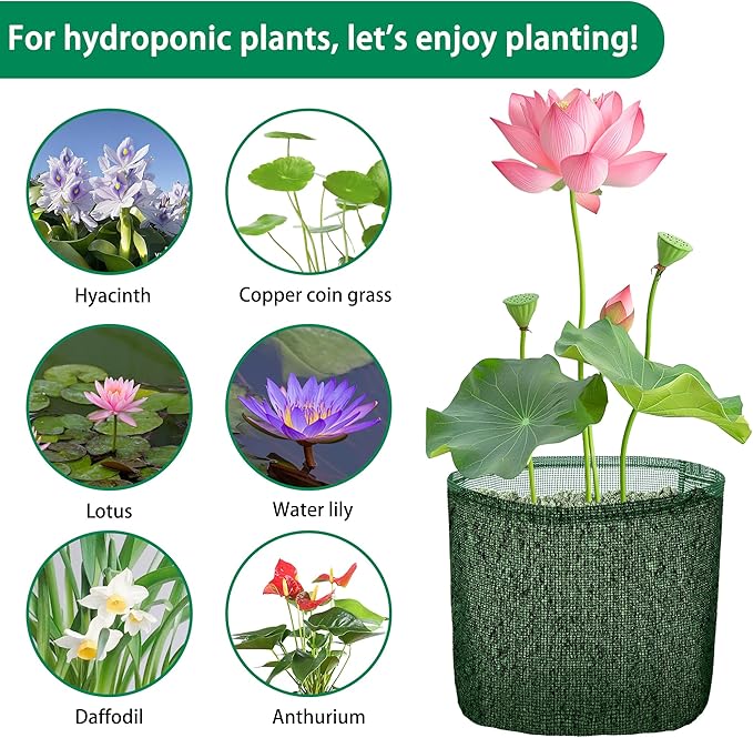 EBaokuup 4 Pcs Aquatic Pond Planting Bags-7" Reusable Mesh Water Garden Pond Plant Pot-Breathable Green Square Lily Plant Pots for Pond Bog Plant Garden Terrestrial Plant