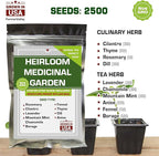 Supreme Set of Heirloom Medicinal Herb, Lettuce, Greens and Salad Seeds - USA Grown - Total 24 Individual Non-GMO Heirloom Seeds for Planting Home Garden Indoor Outdoor and Hydroponic