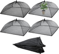 Sawysine 4 Pack Mesh Plant Cover Reusable Screen Cloche Dome Plant Protector Tent Collapsible Umbrella for Outdoor Garden Greenhouse Vegetable Flowers Strawberry from Animals (17 x 17 Inch,Black)