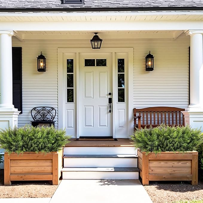 Waipfaru 12 Bundles Artificial Plants Outdoor, UV Resistant Artificial Plants, Fake Plants for Outdoor Porch Decor Lifelike Fake Bushes Greenery for Home Farmhouse Yard Decorations