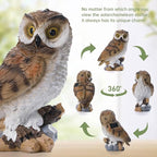 Solar Owl Garden Outdoor Statue,Owls Figurine Sculpture with LED Lights for Porch Patio Lawn Yard Deck Spring Summer Decor - Mother's Day Housewarming Gift for Women Men Owl Lover