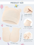 Geyoga 12 Pieces Newborn Hat Mittens Gloves Set Baby Boys Girls Cotton Baby Beanie for 0-12 Months