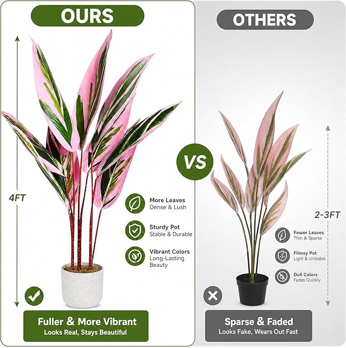 Garvee Artificial Plant Potted, Evergreen Fake Tree Faux Floor Plant with Realistic Leaves, Decorative Faux Floor Plant for Home Office Living Room, Ideal Gift for Families