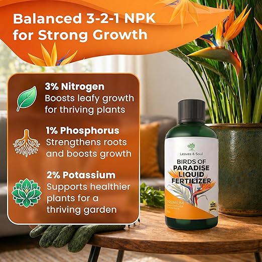 Professional Bird of Paradise Fertilizer Liquid 3-1-2 Concentrate 8 oz, Premium Plant Food for Indoor Bird of Paradise Plants, Liquid Fertilizer for Houseplants, Made in USA
