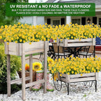 TURNMEON 20 Bundles Artificial Flowers for Outdoors, Spring Grass Camellia Fake Flowers Plastic Plants,UV Resistant No Fade Faux Greenery for Gardens Porch Yards Summer Cemetery Decor 500 Head(Yellow)