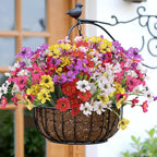 Bassion 24 Bundles Artificial Flowers for Outdoors Decoration, UV Resistant Mixed Color Silk Fake Faux Flowers Artificial Plants for Outside Window Box Porch Garden Home Decor