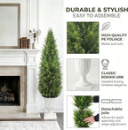 Realistic Artificial Cedar Tree with Planter Set of 2,Faux Topiary Cypress Plant for Home,Office,Living Room,Porch Indoor Outdoor Decor,No Maintenance Fake Evergreen Shrub (4.5FT White)