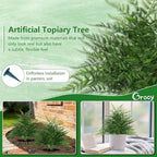 Grooy Artificial Fern Topiary Ball with Ground Spike, Set of 2 Realistic Boston Fern Plants Shrub, Fake UV Resistant Evergreen Bushes Tree for Porch Garden Indoor Outdoor Decor